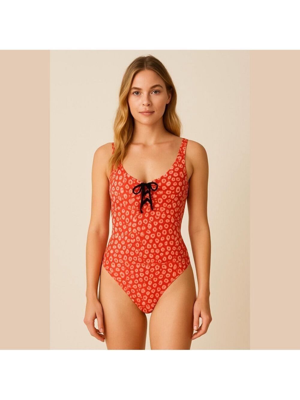 Cactus Orange Patterned One Piece Bathing Suit Size 24 NWT